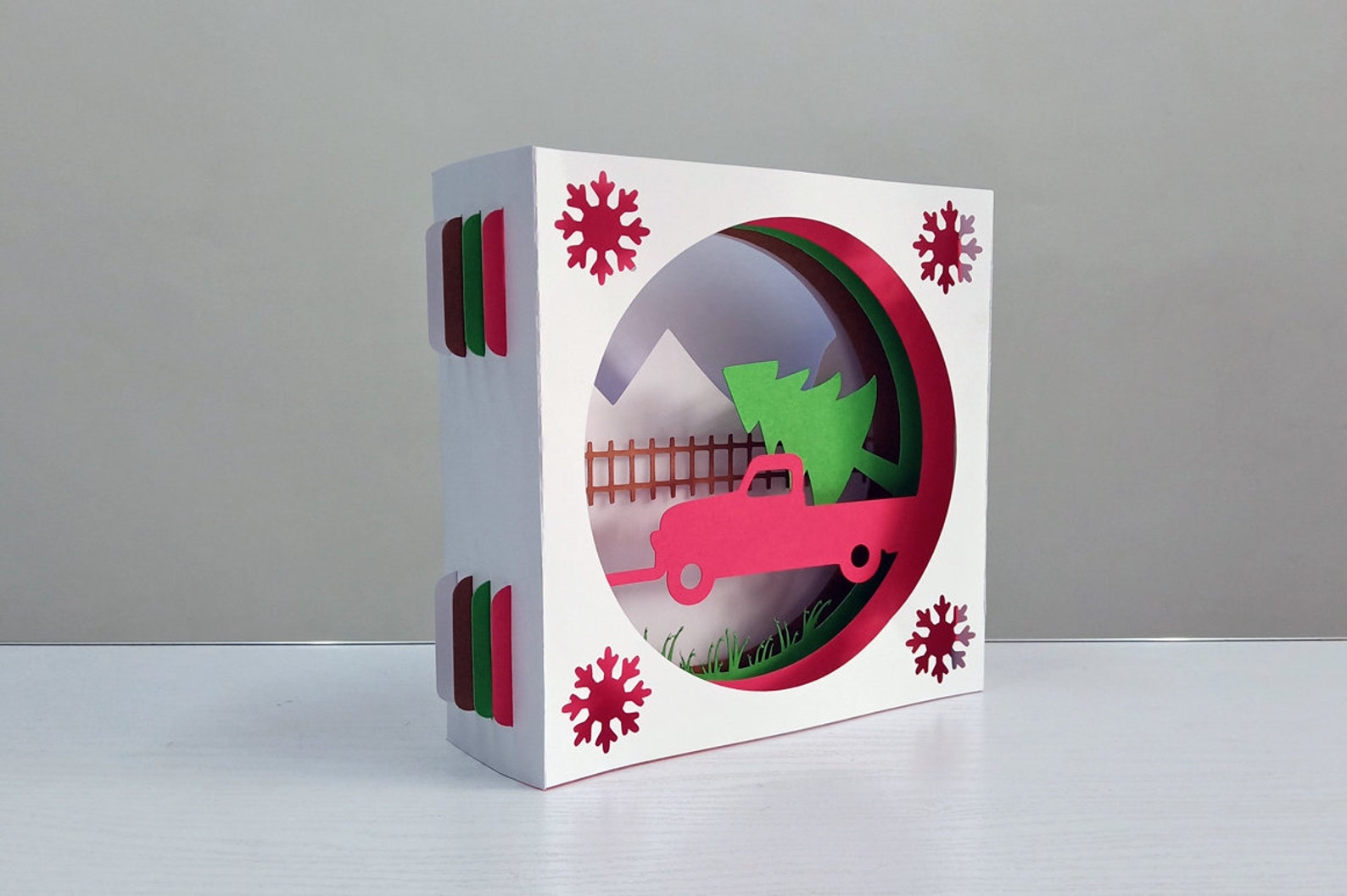 DIY Papercraft Christmas Card Templateshadow Cardchristmas - Etsy