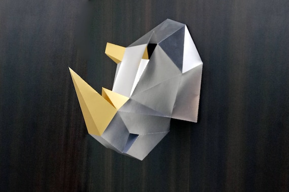 Diy Papercraft Rhino Kopf Trophy 3d Papercraft Nashorn Präparatoren Cricut Kinder Basteln Origami Nashorn Silhouette Cameo Printables