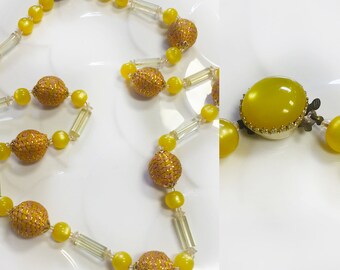 Retro Canary Yellow Necklace 1950's