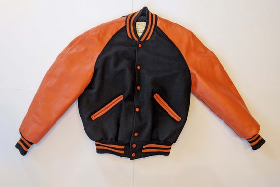 Vintage Delong Black Orange Letterman Varsity Jack