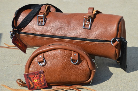 Olde Time Leather Saddle Bags - Pommel plus Cantle Bag / Cross Body Bag SET