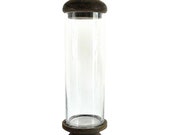 Tall Glass Apothecary Jar w Wood Base and Lid Glass Display Jar