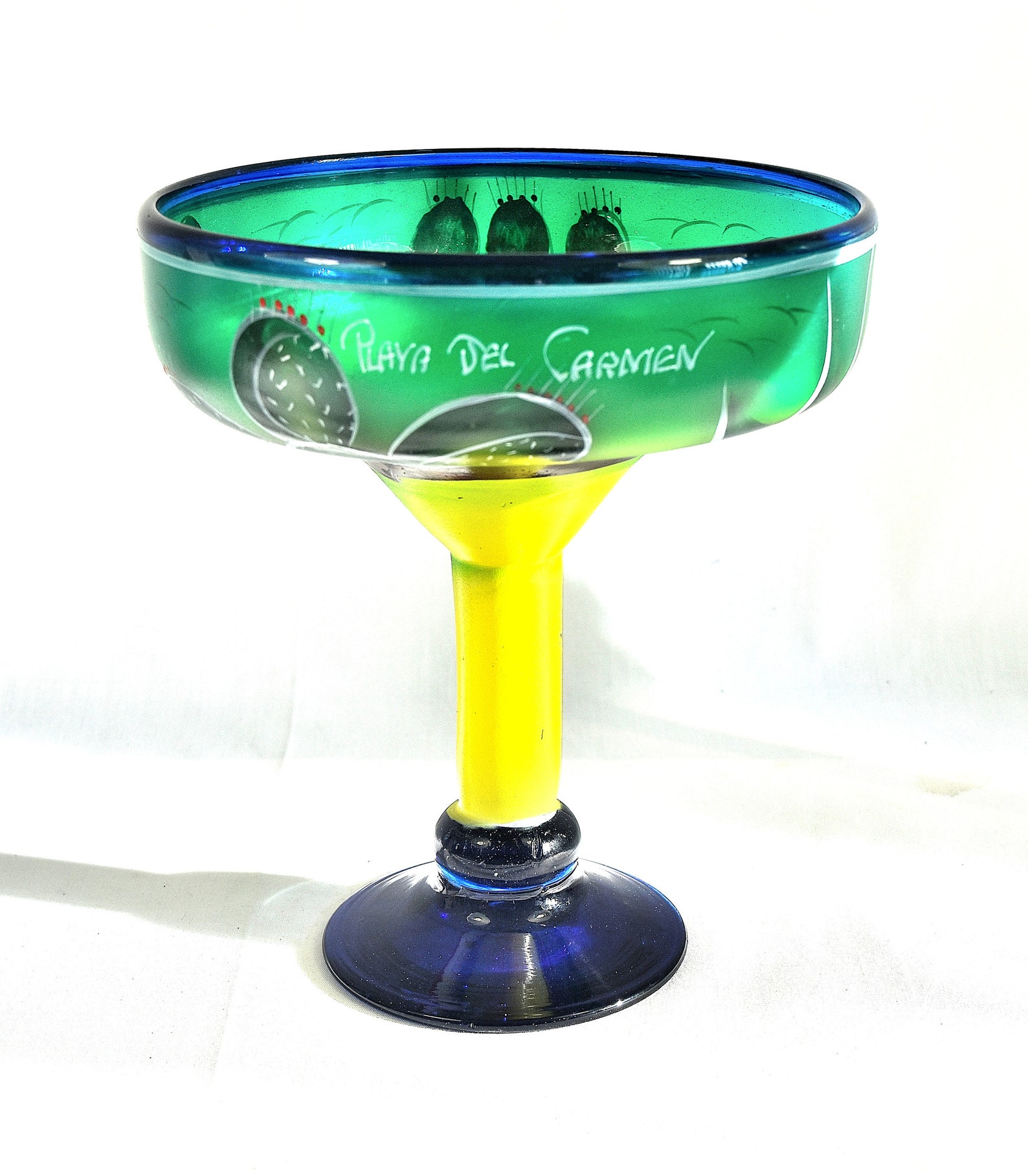 Extra Large Colorful Margarita Glass from Playa del Carmen Etsy