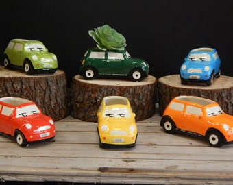 Ceramic Mini Cooper Plant Potters