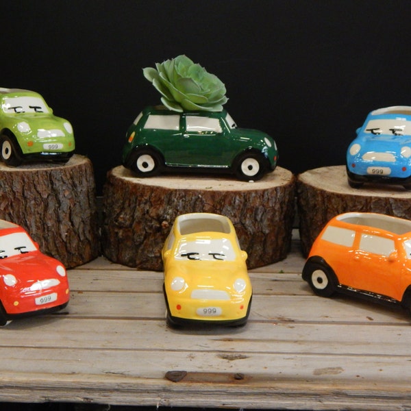 Ceramic Mini Cooper Plant Potters