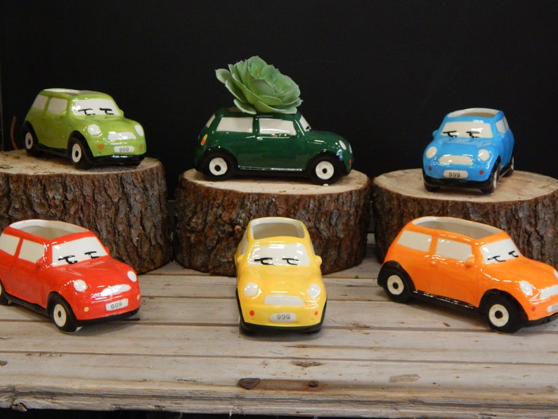 Ceramic Mini Cooper Plant Potters image 1