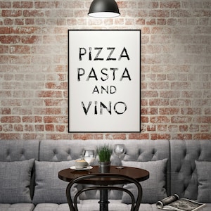 Pizza Pasta And Vino - 8x10 - PRINTABLE Typography Art - Digital Typography Art -Typography Print - Minimalist - INSTANT DOWNLOAD