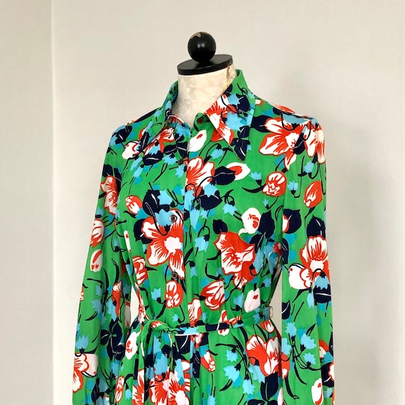 1960s Mod Flower Power Dress. 60s Print Gogo Dres… - image 6