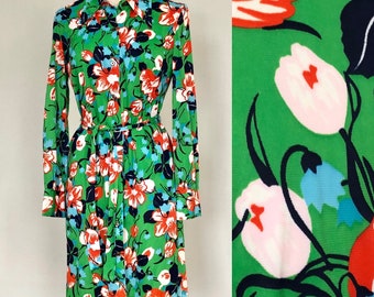 1960s Mod Flower Power Dress. 60s Print Gogo Dress. 60s Shirt Dress. 60s Floral Dress. A-line Dress. Twiggy. 1960s Mad Men, Mary Tyler Moore