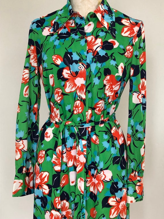 1960s Mod Flower Power Dress. 60s Print Gogo Dres… - image 7