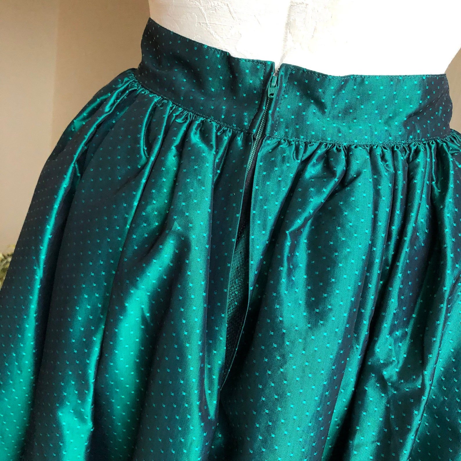 Full Emerald Green Circle Skirt. 90s Embellished Circle Skirt. | Etsy