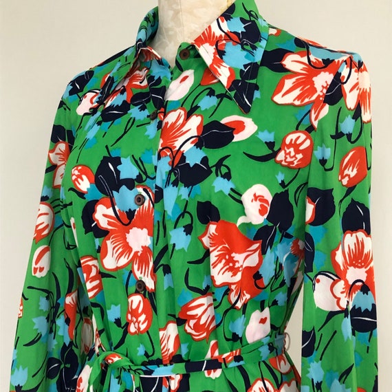 1960s Mod Flower Power Dress. 60s Print Gogo Dres… - image 4