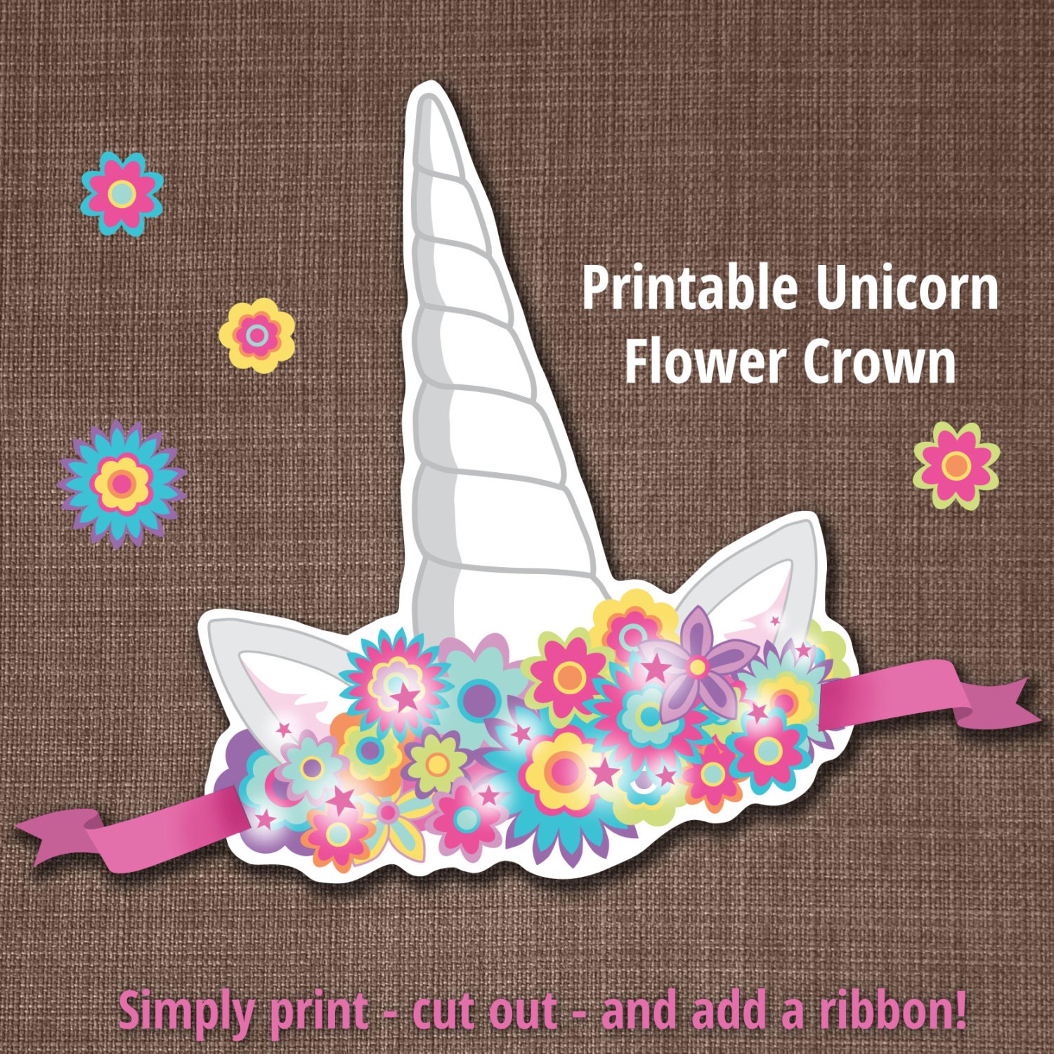 Unicorn Crown Unicorn Flower Crown Printable Crown Etsy