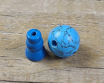 Turquoise Colored T-drilled 3-Hole Guru Bead and Threader (12mm)