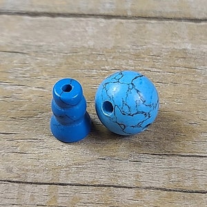 Turquoise Colored T-drilled 3-Hole Guru Bead and Threader 12mm image 1