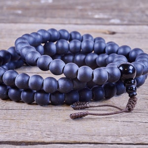 108ct 8mm Matte Black Onyx Mala from Nepal image 1