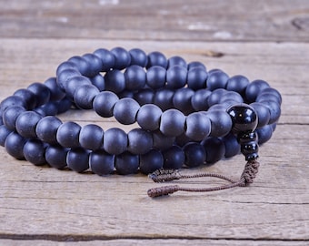 108ct 8mm Matte Black Onyx Mala from Nepal