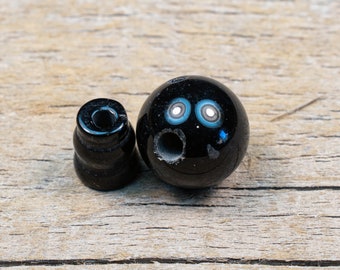 10mm Black Onyx T-drilled 3-Hole Guru Bead and Threader