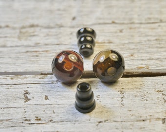 10mm Smoky Onyx T-drilled 3-Hole Guru Bead and Threader