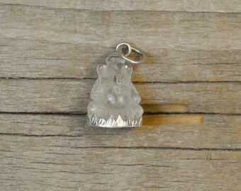 Clear Crystal Ganesha Charm in Sterling Silver