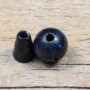 10mm Blue Goldstone T-drilled 3-Hole Guru Bead and Threader image 1