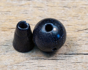 10mm Blue Goldstone T-drilled 3-Hole Guru Bead and Threader