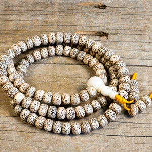108ct 8mm Natural Lotus Seed Mala from Nepal