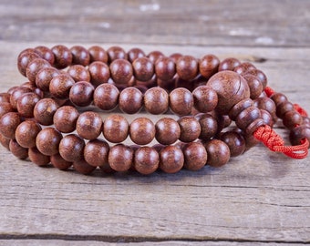 108ct 8mm Natural Red Sandalwood Mala from Nepal