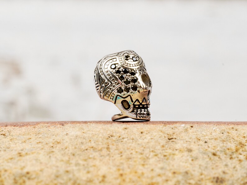 Sterling Silver Skull Bead with Pave Crystals style 2 image 3