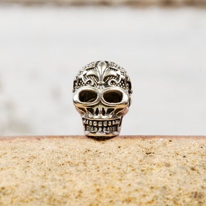925 Sterling Silver Human Skull Beads Open Jaw Skull Accessories Super  Realistic