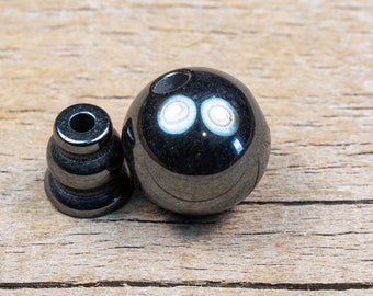 12mm Hematite T-drilled 3-Hole Guru Bead and Threader