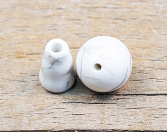 10mm Howlite T-drilled 3-Hole Guru Bead and Threader