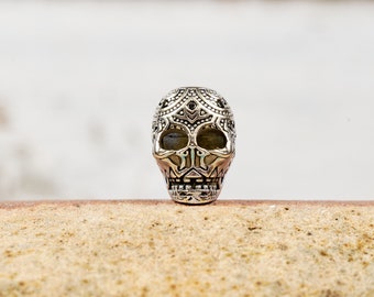 Sterling Silver Skull Bead with Pave Crystals (style 2)