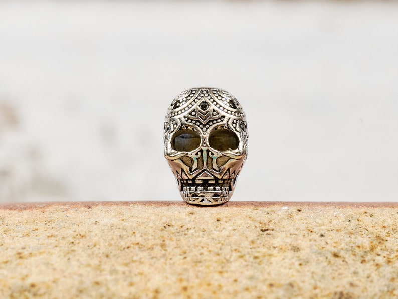 Sterling Silver Skull Bead with Pave Crystals style 2 image 1