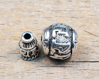 10mm Metal "OM" T-drilled 3-Hole Guru Bead and Threader