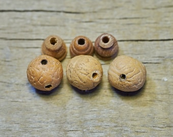 12mm Natural Bodhi Seed T-drilled 3-Hole Guru Bead and Threader