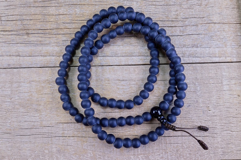 108ct 8mm Matte Black Onyx Mala from Nepal image 2