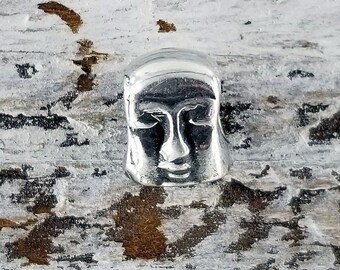 Buddha Head Slider, Sterling Silver, 10mm X 9mm
