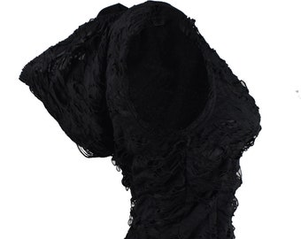 Gothic Women Shredded Hoodie Tank Top Black