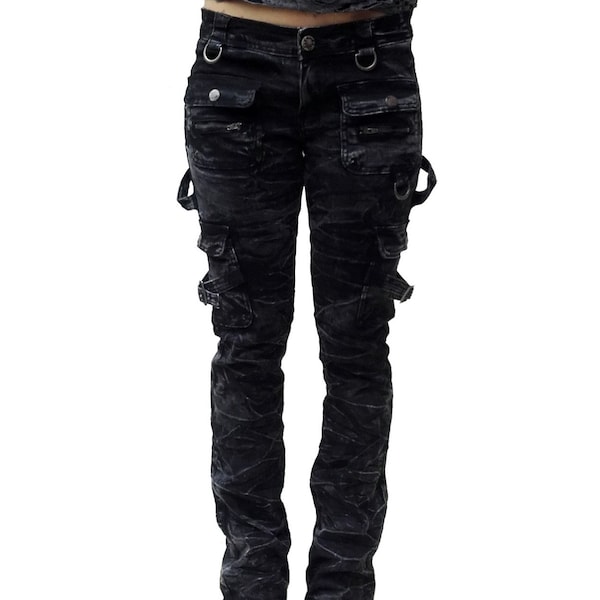 lady biker snowwash jeans