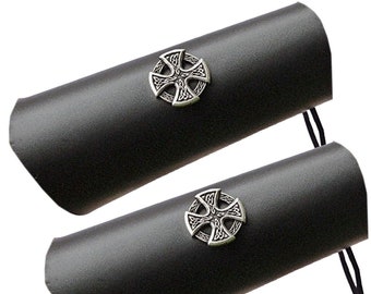 Pair Of Long Bracers Celtic Cross Black