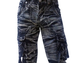 Long Cargo Pants Gray / Black Batik