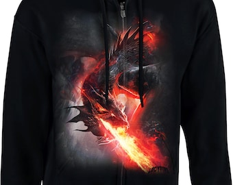 sudadera con cremallera de dragón de fuego