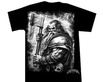 Gothic T Shirt Dwarf Warrior Gray