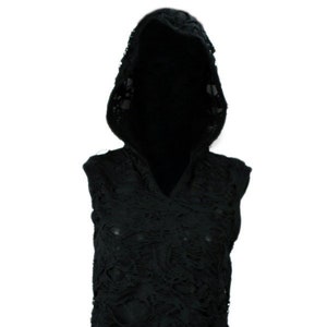 Gothic Women Shredded Hoodie Tanktop Black Bild 3