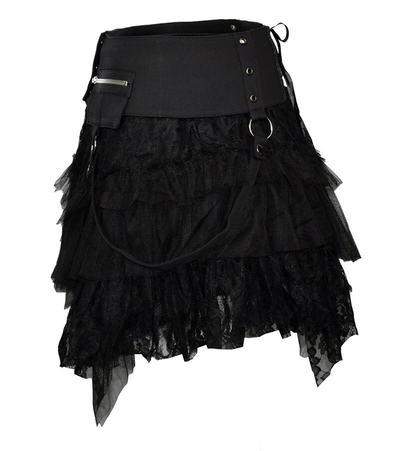 Black Gothic Skirt With Extra Waistbag Etsy