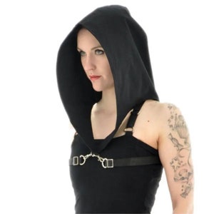 Assassin gothic hood made of cotton in black