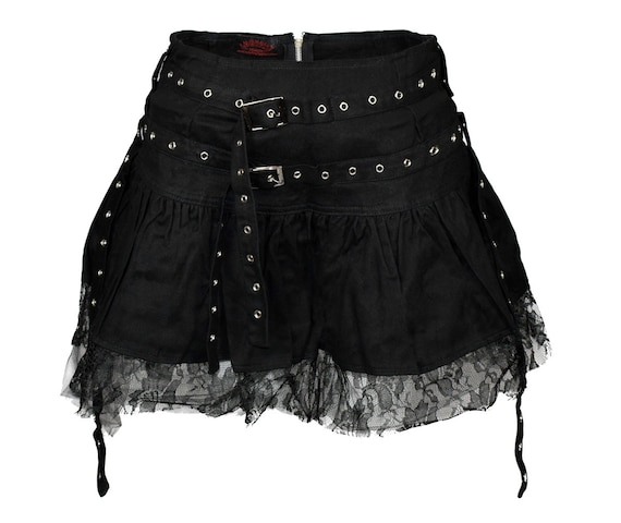 Black Gothic Skirt With Eylet Straps