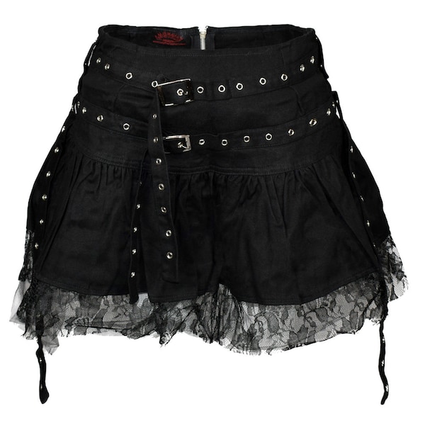 Black Gothic Skirt With Eylet Straps