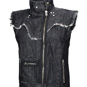Gothic apocalyptic vest stonewashed canvas anthracite